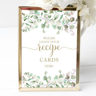 Poster Panneau de cartes de recette de douche de mariée v