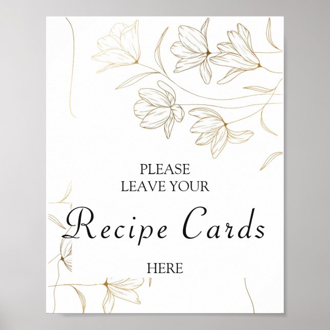 Poster Panneau de cartes de recette de fleur d'or (Devant)