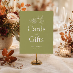 Poster Panneau de cartes et cadeaux Citrouille vert olive