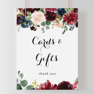 Poster Panneau de cartes et cadeaux de calligraphie rusti