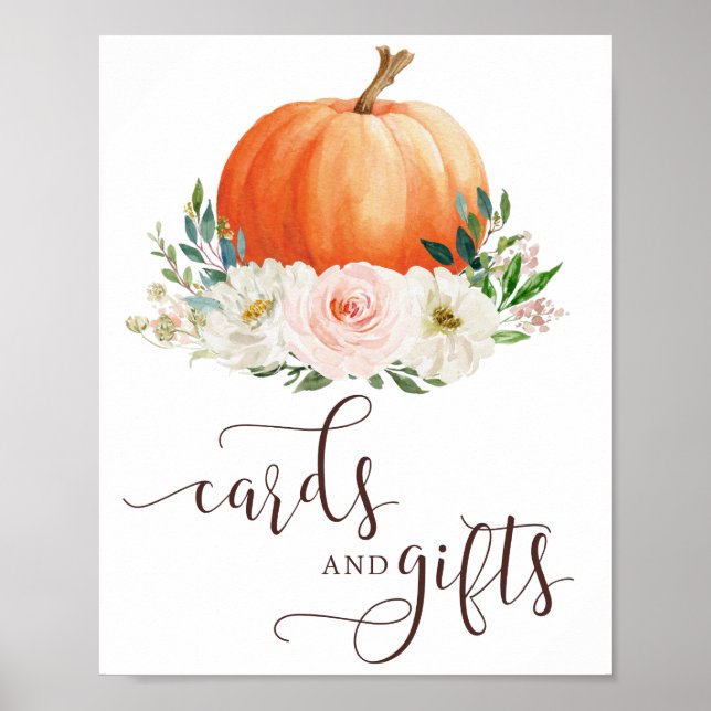 Poster Panneau de Cartes et Cadeaux de Citrouille Tombez  (Devant)