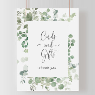 Poster Panneau de cartes et cadeaux de eucalyptus vert mi