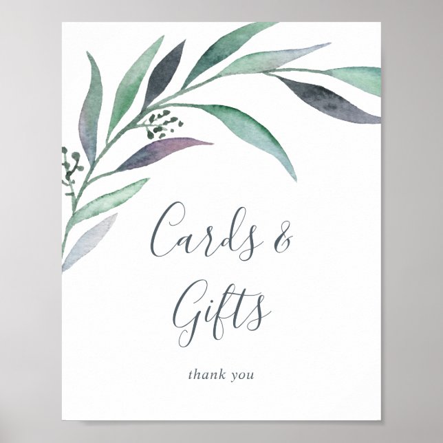 Poster Panneau de cartes et cadeaux de eucalyptus violet  (Devant)