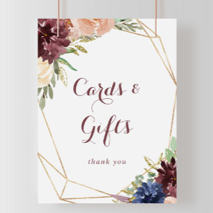 Poster Panneau de cartes et cadeaux de fleurs Feuilles d'
