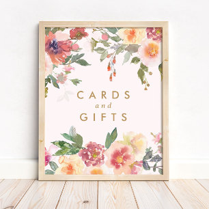 Poster Panneau de cartes et cadeaux de mariage floraux ro