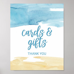 Poster Panneau de cartes et cadeaux de sable et de mer à 