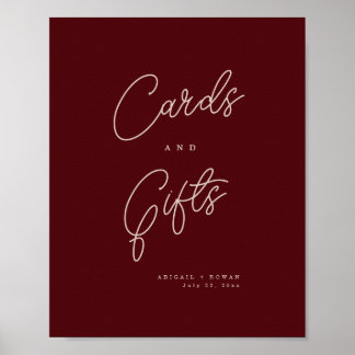 Poster Panneau de cartes et cadeaux de vin profond minima