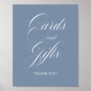 Poster Panneau de cartes et cadeaux élégants bleu poussié