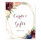 Panneau de Cartes et Cadeaux Fleurs Feuilles Or Ru