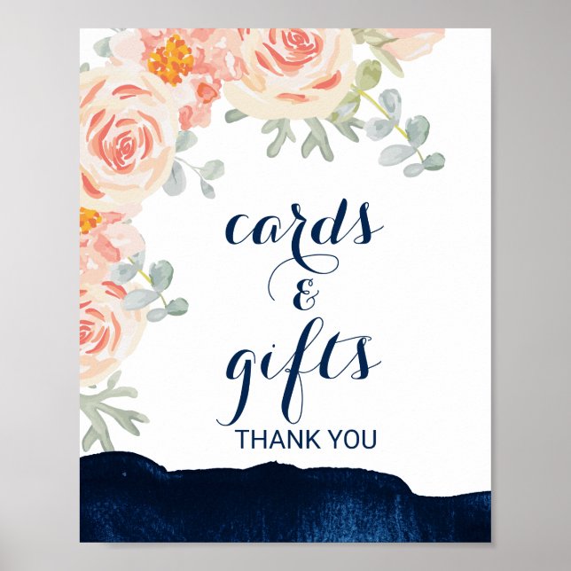 Poster Panneau de cartes et cadeaux Floral et Marine Wate (Devant)