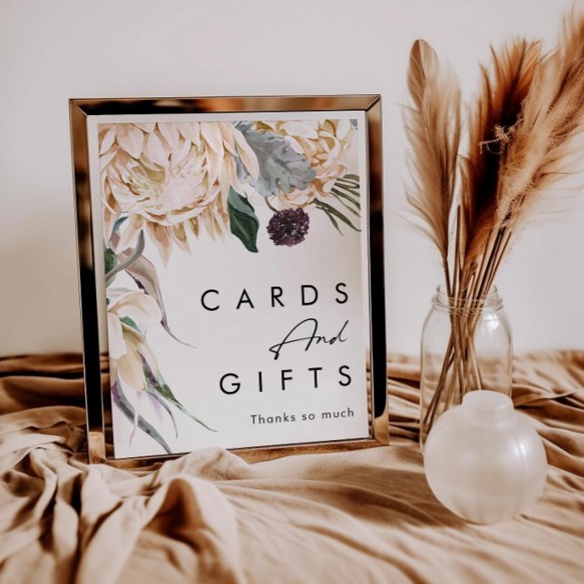 Poster Panneau de cartes et cadeaux floraux blancs (Créateur téléchargé)