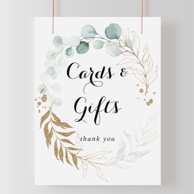 Poster Panneau de cartes et cadeaux floraux dorés à l'euc (Créateur téléchargé)