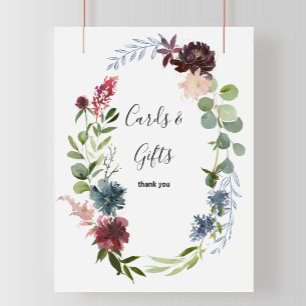 Poster Panneau de cartes et cadeaux floraux et feuillus d