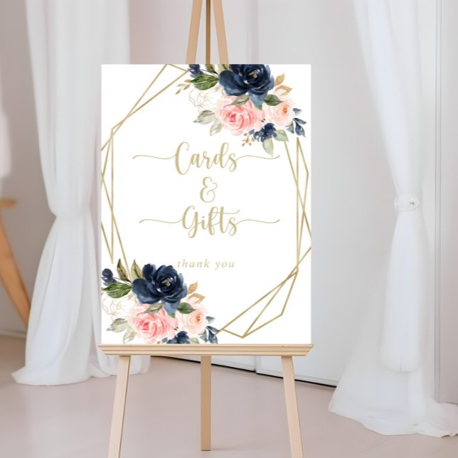 Poster Panneau de cartes et cadeaux géométriques en or fl (Créateur téléchargé)