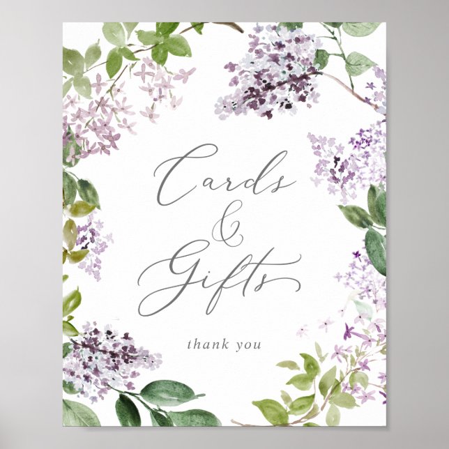 Poster Panneau de Cartes et Cadeaux Lilas Rustique (Devant)