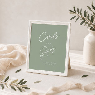 Poster Panneau de cartes et cadeaux minimalistes vert sau