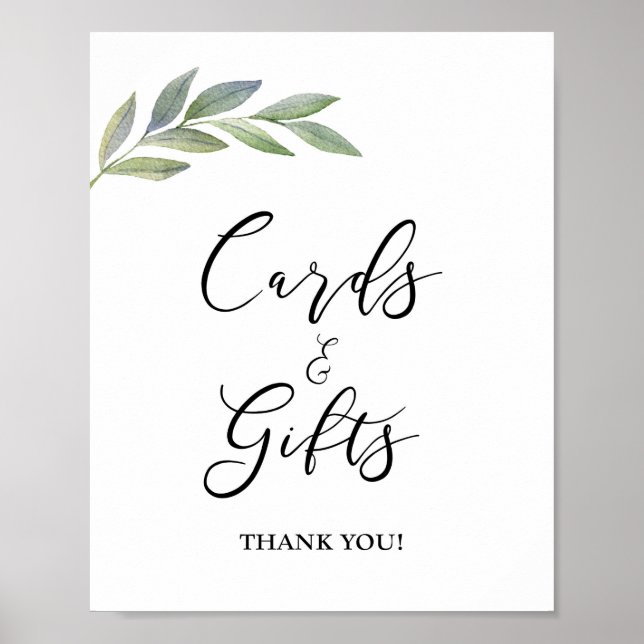 Poster Panneau de cartes et cadeaux Olive Leaf Greenery (Devant)