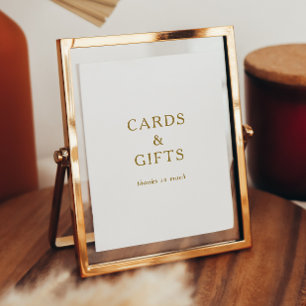 Poster Panneau de cartes et de cadeaux dorés minimalistes