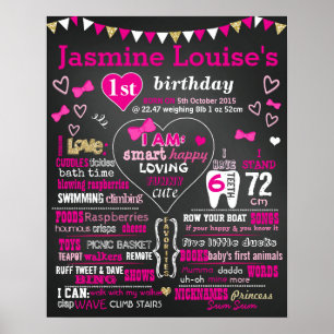 Poster Panneau de carton de première année Coeurs et arcs