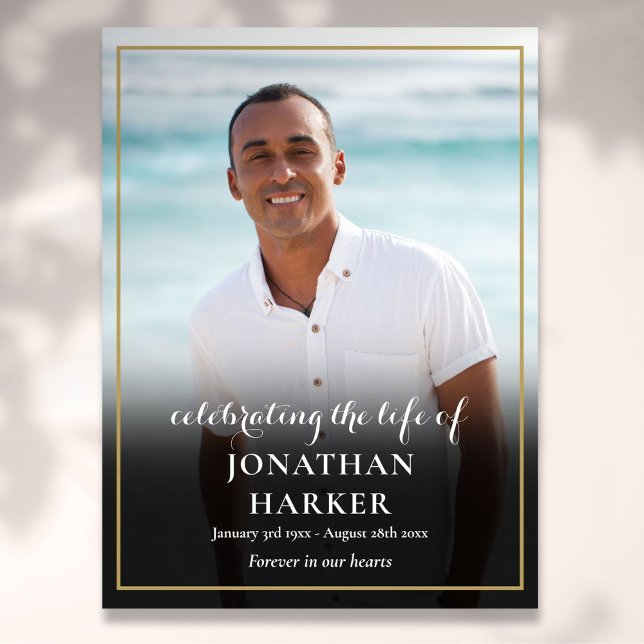 Poster Panneau de célébration de vie de photo de funérail (Modern Funeral Photo Celebration of Life Sign)