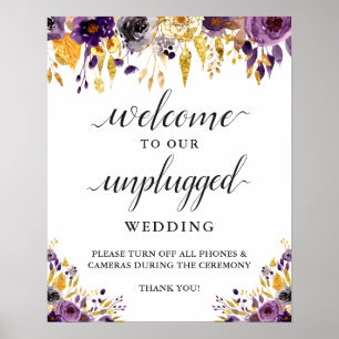 Poster Panneau de cérémonie de mariage débranché floral p