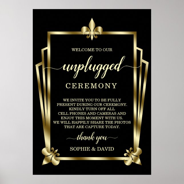 Poster Panneau de cérémonie de mariage débranché Glam Gol (Devant)
