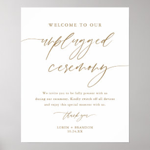 Poster Panneau de cérémonie Mariage débranché Gold Rustic