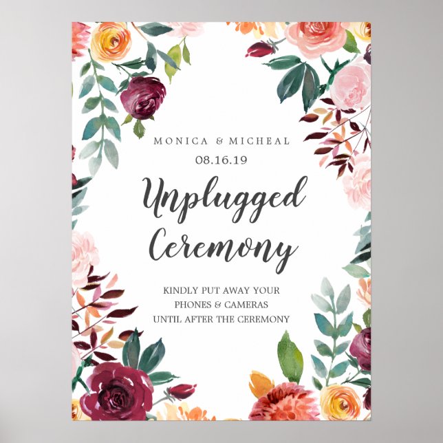 Poster Panneau de cérémonie Mariage débranchée de Rustic  (Devant)