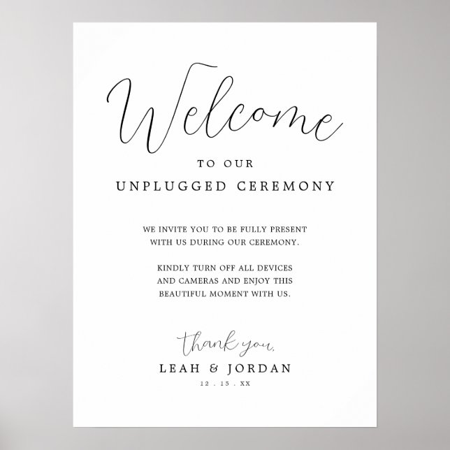 Poster Panneau de cérémonie Uplugged du Mariage de script (Devant)