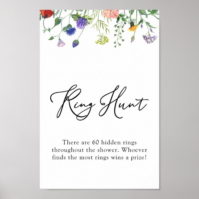 Poster Panneau de chasse à l'anneau avec fleurs sauvages  (Devant)