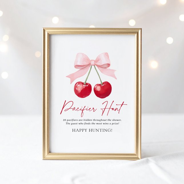 Poster Panneau de chasse Cherry Baby shower Pacifier (Créateur téléchargé)