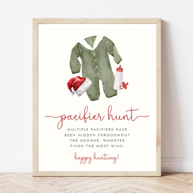 Poster Panneau de chasse du Baby shower de Noël (Créateur téléchargé)