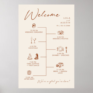Poster Panneau de chronologie de mariage simple désert na