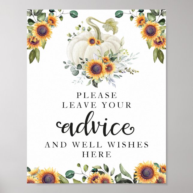 Poster Panneau de conseil Baby shower Citrouille vert (Devant)