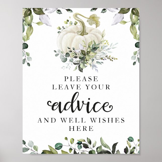 Poster Panneau de conseil Baby shower Citrouille vert (Devant)