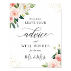 Panneau de conseils et de souhaits floraux rose vi