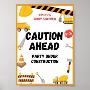 Poster Panneau de construction, Anniversaire, Baby shower