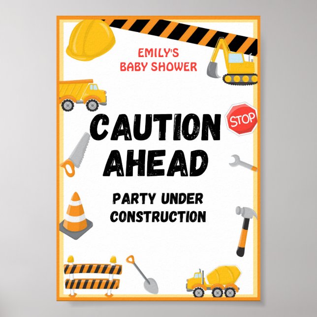 Poster Panneau de construction, Anniversaire, Baby shower (Devant)