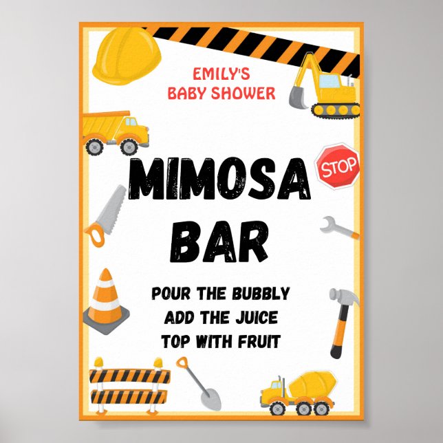 Poster Panneau de construction, Anniversaire, Baby shower (Devant)