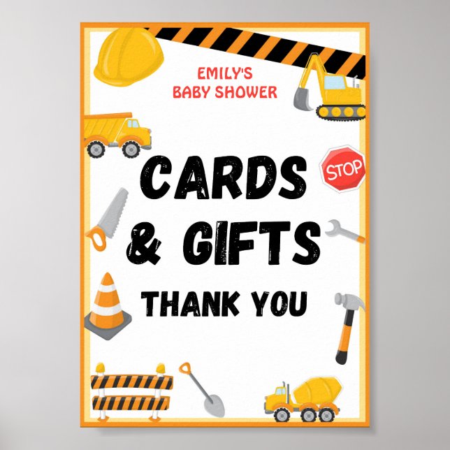 Poster Panneau de construction, Anniversaire, Baby shower (Devant)