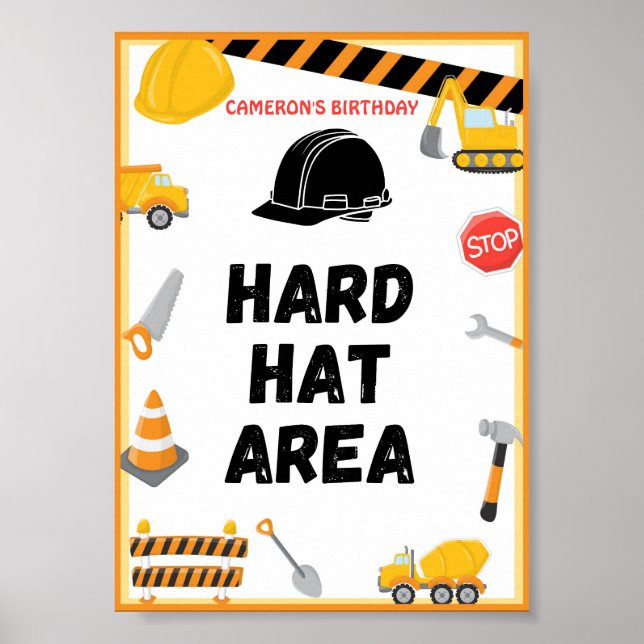 Poster Panneau de construction, Anniversaire, Baby shower (Devant)