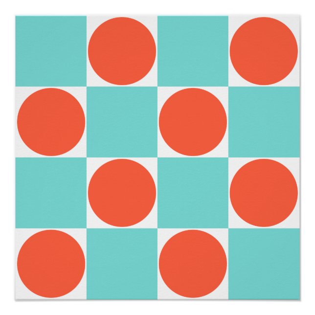 Poster Panneau de contrôle Coral et Aqua Circle (Devant)