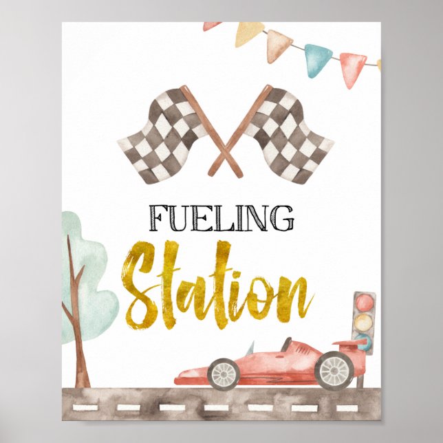 Poster Panneau de course de station d'alimentation (Devant)