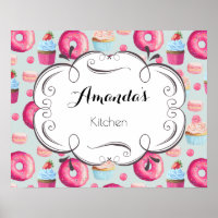 Panneau De Cuisine Avec Pommes Macarons Et Cupcake
