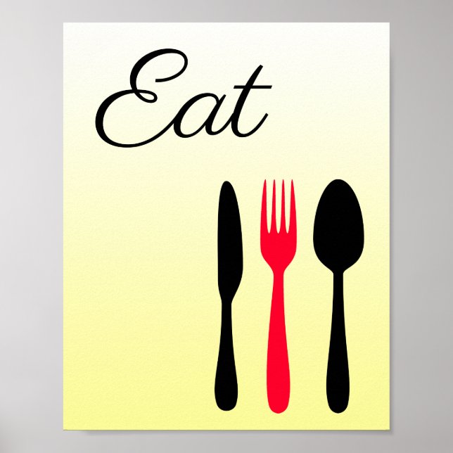 Poster Panneau de cuisine jaune, noir et rouge (Devant)