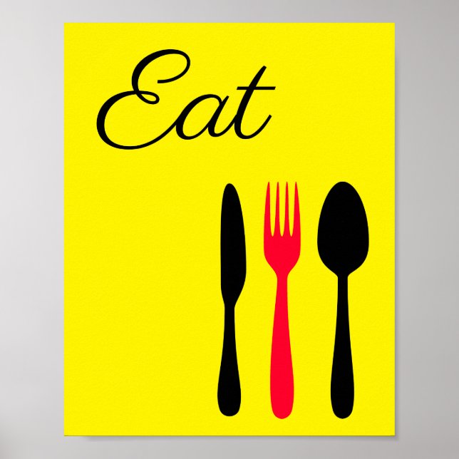 Poster Panneau de cuisine jaune, noir et rouge (Devant)