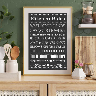 Poster Panneau de cuisine   Panneau Règles de la Famille 