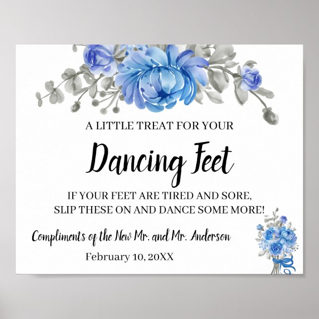 Poster Panneau de danse Flops Mariage Fleurs bleues (Devant)