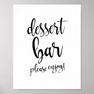Poster Panneau de dessert Bar noir et blanc 8x10 Mariage