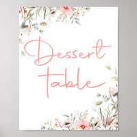Panneau de dessert de fête de fleurs sauvages à l'